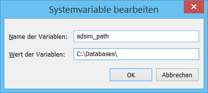 Setting up the system variable adsini_path