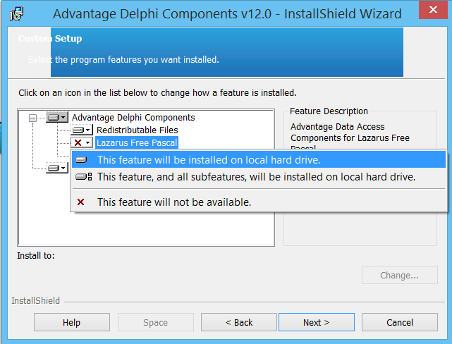 Delphi Setup Options